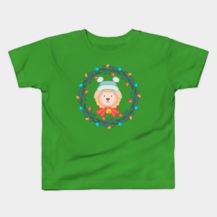 Cute Sheep Christmas Wreath Kids T-Shirt